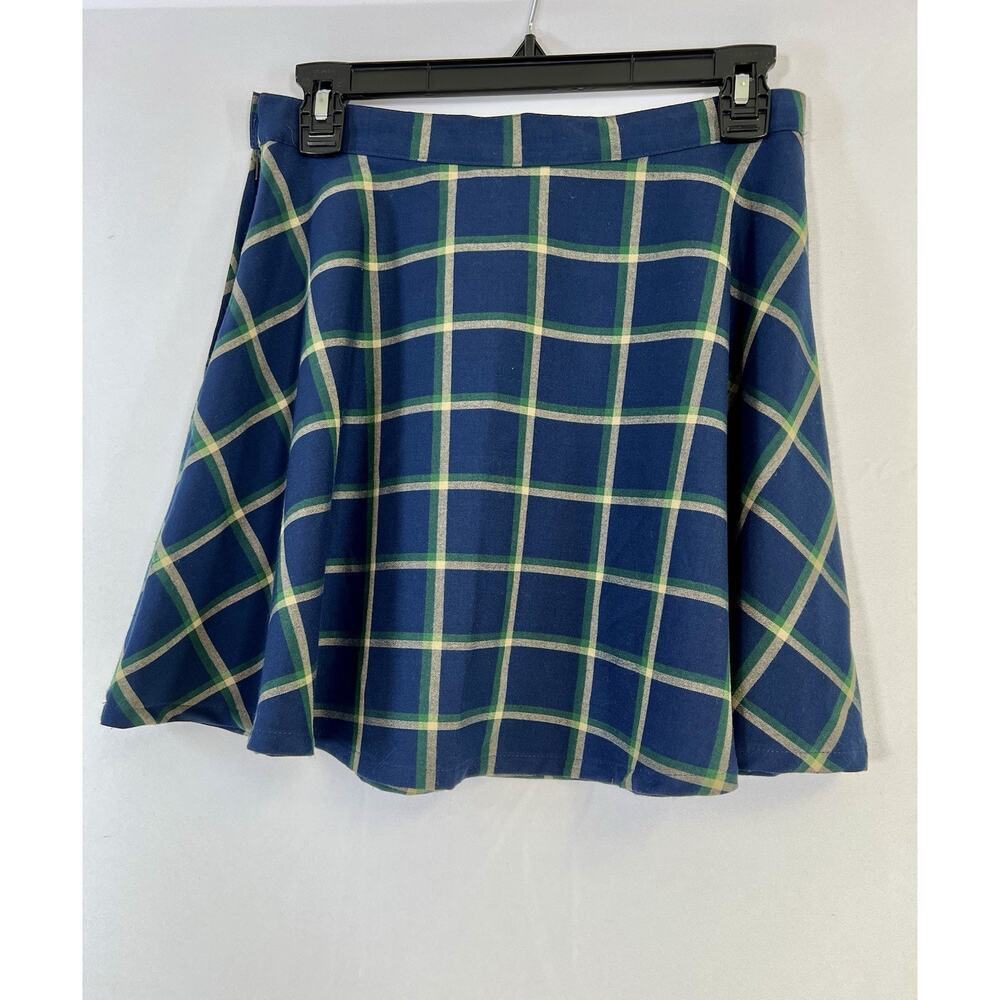 American Apparel Plaid Mini Skirt‎ Academia Punk Y2K Tennis Goth Green Blue Sz M